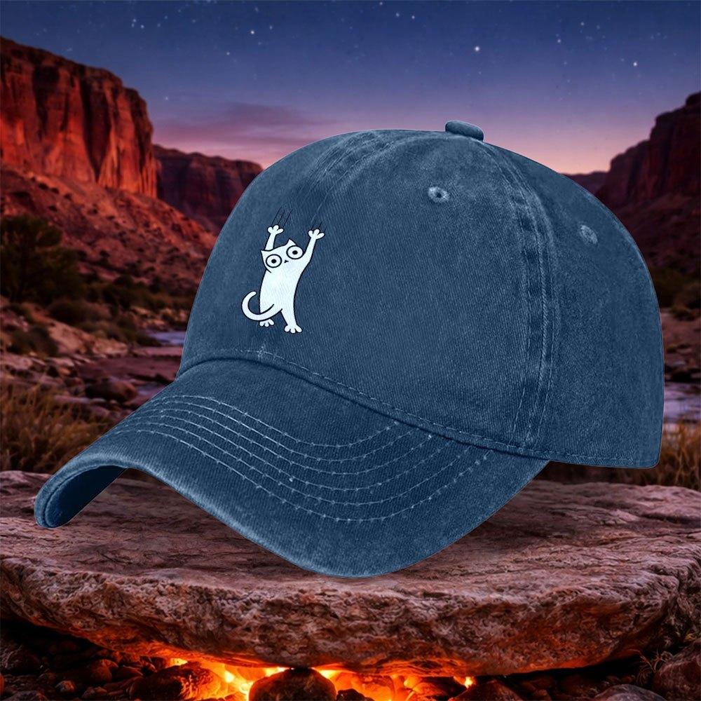 1pc Quirky Cat Scratch Retro Style Unisex Washable Baseball Cap Casual Trendy Black Outdoor Cap Party Wilderness Campi