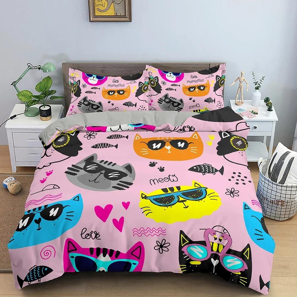 Пододеяльник с рисунком из мультфильма для детей, комплект постельного белья для спальни, роскошное уютное постельное белье, домашний текстиль, размер King Queen, полный
