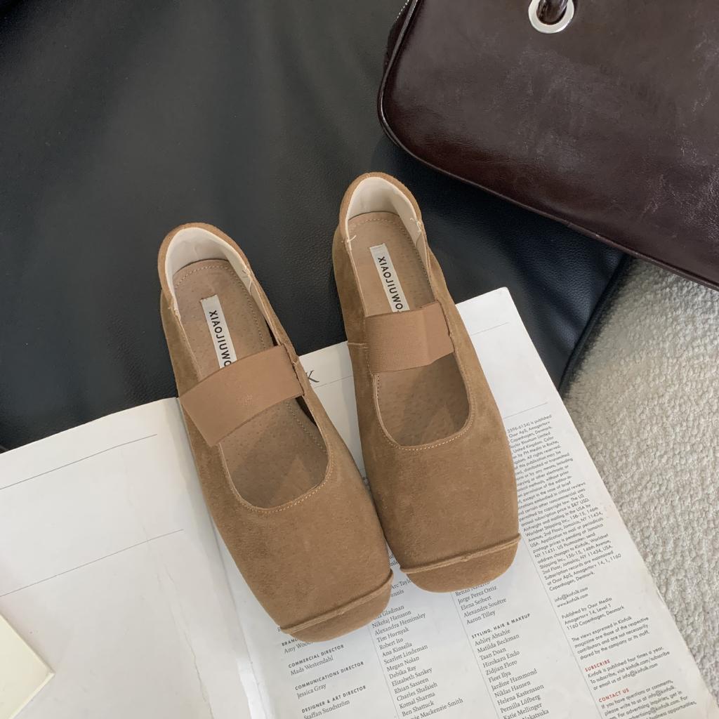 French Retro Mary Jane Shoes Women's 2025 Autumn and Winter New Square Head with Velvet Shallow Beanie Shoes