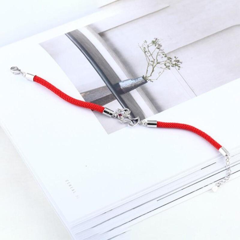 Двухсторонняя собака корейский стиль мода новые 925 стерлингового серебра ювелирные изделия щенок красная веревка собака личность браслеты Sb4