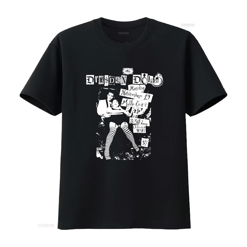 the Dresden Dolls T Shirt Vintage Rock Concert Design For Fans Cool vintage Washed Unisex graphic Versatile fashion Stretched