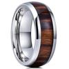 Fashion 8MM Copper Color Stainless Steel Rings For Men Women Domed Koa Wood Inlay Promise Rings Wedding Engagement Jewelry Gift