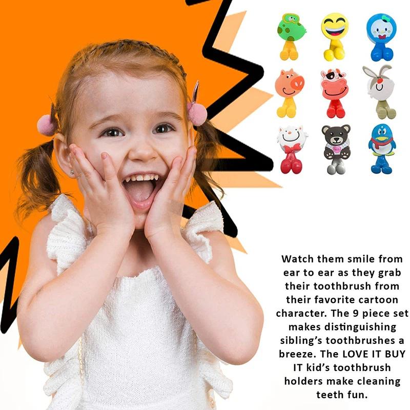 Держатель для зубных щеток с мультяшными животными, настенный антибактериальный стеллаж для хранения зубных щеток с присоской, органайзер для ванной комнаты