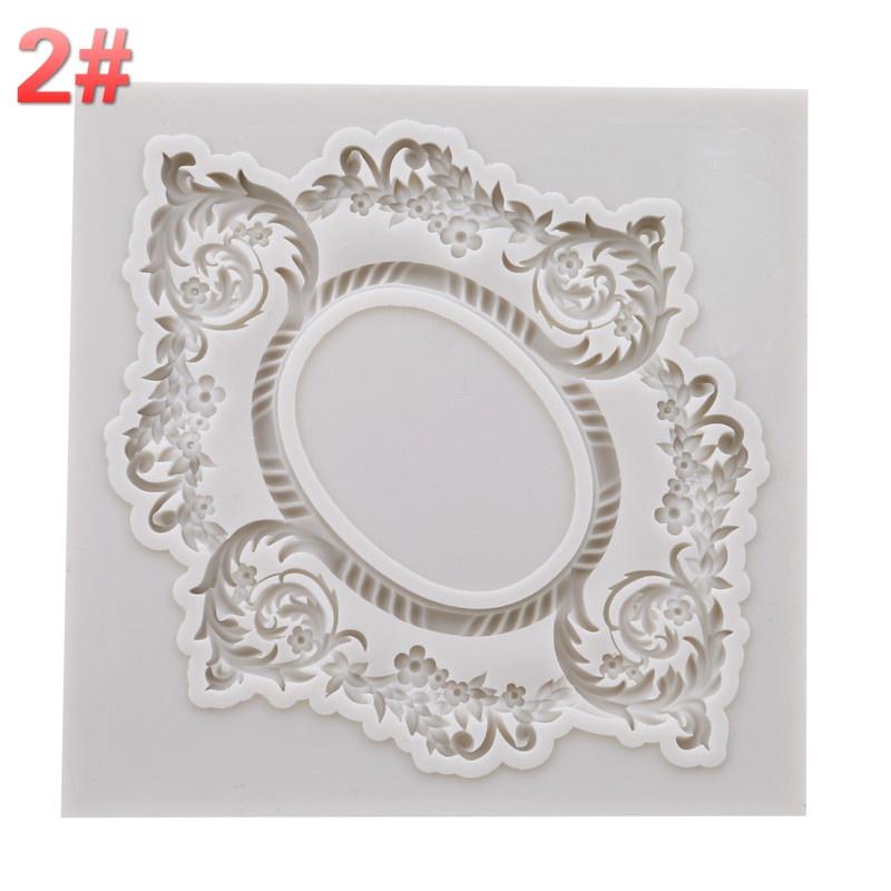 European Pastry Antique Mirror Frame Fondant Cake Mold Silicone Mould Border Embossing Pastry Tool