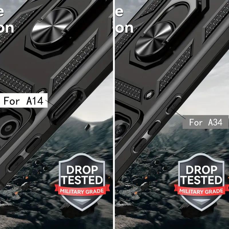 Защитный чехол 3 в 1 для телефона Samsung Galaxy A14 A13 A34 A54 A25 A24 5G A04S Броня военного класса Противоударный чехол для телефона с кольцом Магнитная подставка