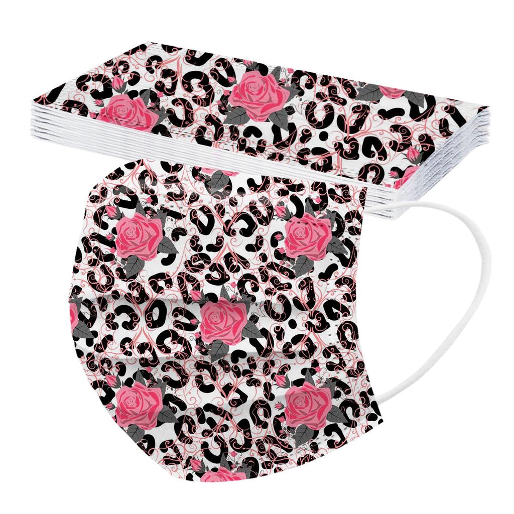 10 шт. трехслойная одноразовая защитная маска с леопардовым принтом для взрослых и цветком