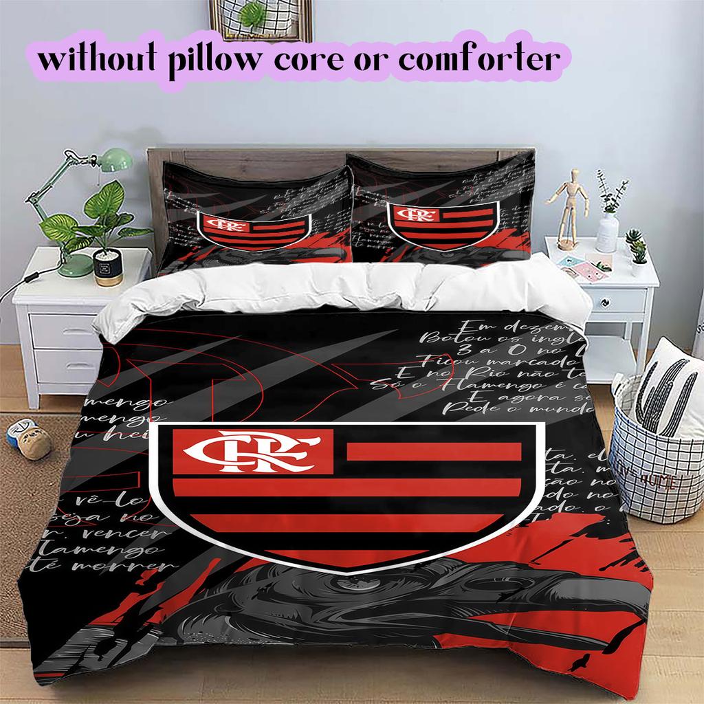 Flamengo football soccer Pattern Bedding,Quilt Set Quilt Cover Pillowcase Home Birthday Gift (1*duvet cover+2*pillowcase,without core)