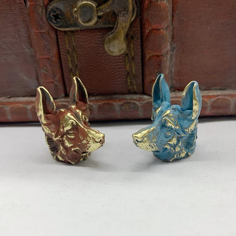Brass Shepherd Head Keychain Pendant Designer Handmade Metal DIY Paracord Accessories for Fashion Outdoor Bag Charm