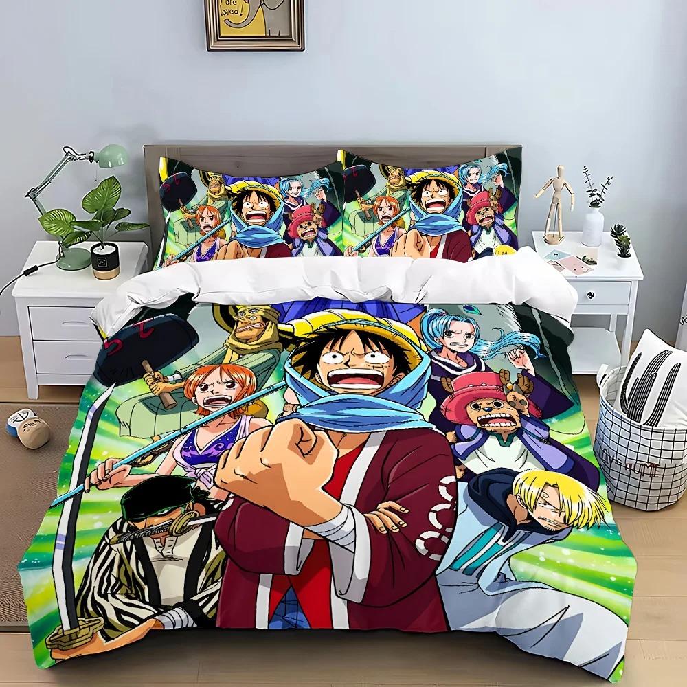 3D Hot Sale One Piece Quilt Cover Set Luffy Sauron Anime Bedding Set Quilt Cover with 2 Pillocase Bedroom Decor Teens Best Gifts