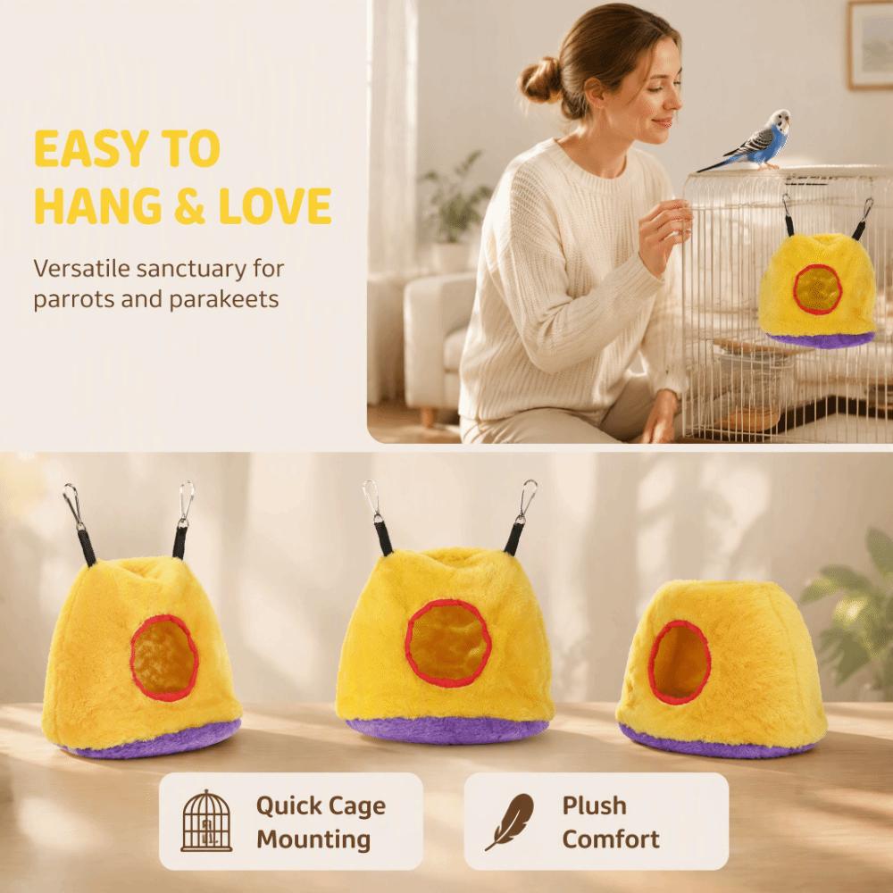 Yellow Color Parrot Hanging Swing Bed Windproof Parrot Snuggle Sack Pet Bird Shelter For Parakeet