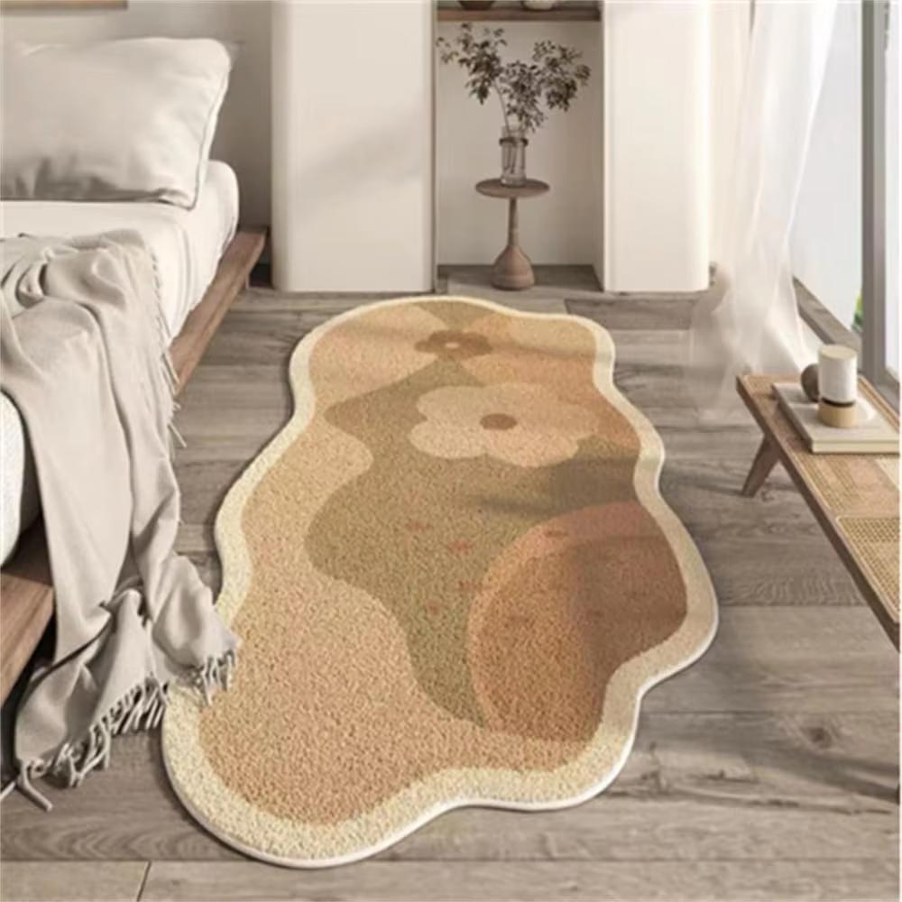 Green Bedroom Rug Fluffy Bedside Carpet Spring Floral and Moss Soft Cute Area Rugs for Bedroom Hallway Home Decoration