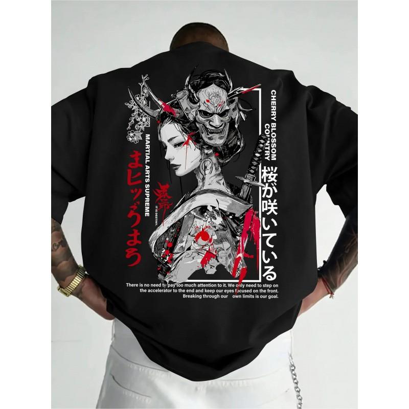 Mens Loose Fit Cotton Graphic Tee Short Sleeve Crew Neck T-Shirt Streetwear Casual
