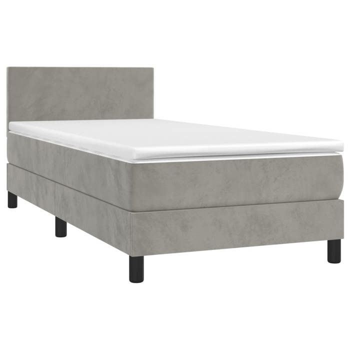 Maison Exclusive - Sommier à lattes de lit et matelas Gris clair 100x200cm Velours