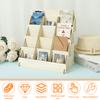 Wood 4 Tier Greeting Card Display Stand Large Capacity Easy To Assemble Wooden Sticker Display Rack for Postcard Brochure Photo