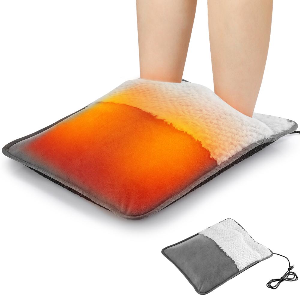 Electric Foot Heating Pad Soft Plush Foot Warmer Heater Household Foot Warming Mat Office Washable Non-Slip Heated Feet Warmer