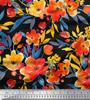Japan Crepe Satin Fabric Leaves & Poppy Flower Fabric Prints By Metre 42 Inch