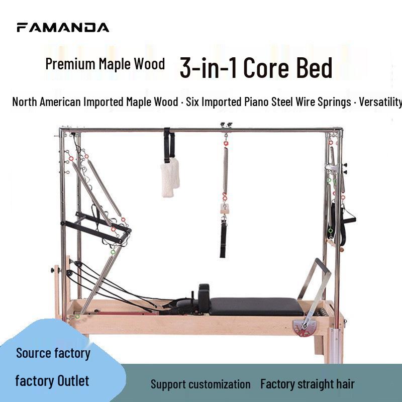 FAMANDA Pilates 3-in-1 Solid Wood Core Bed - Multifunctional Fitness Equipment for Home and Commercial Use