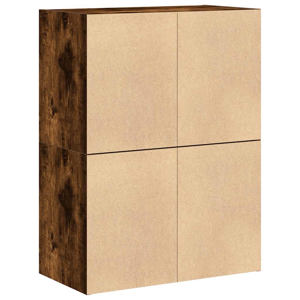 2 Drawer Cabinets Set of 2 Smoked Oak Finish 60 x 31 x 40 cm