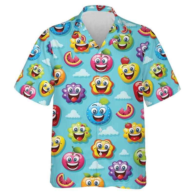 Funny Fruit Face 3D Printed Beach Shirts Fashion Men Clothes Banana Pineapple Hawaiian Short Sleeve Streetwear Female Blouses