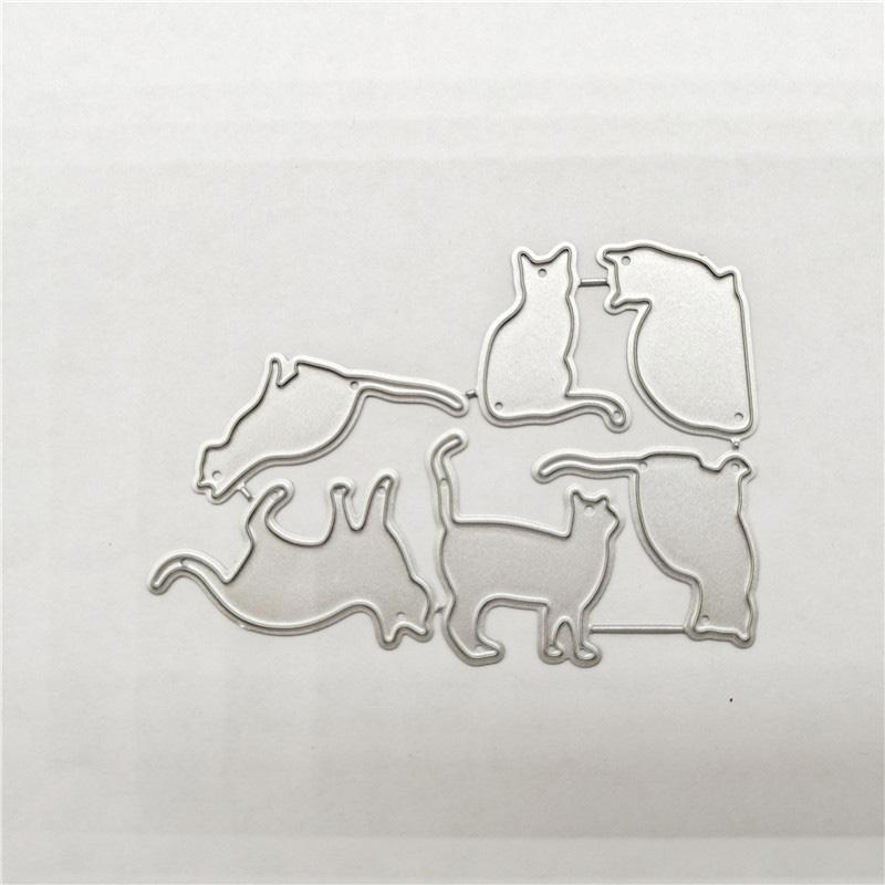 Девять милых кошек с узором, металлические штампы, ремесленные штампы для тиснения для изготовления карт, декор, трафарет для скрапбукинга