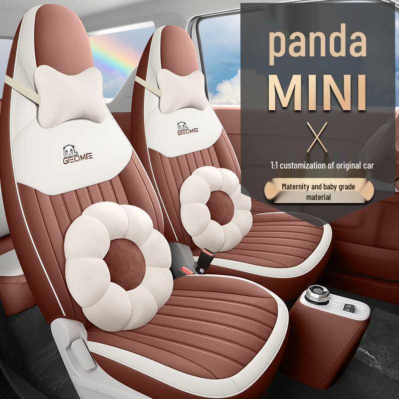 Подушка на сиденье автомобиля Panda MINI: Кожаный мультяшный чехол для модели 24-26, всесезонные аксессуары для салона