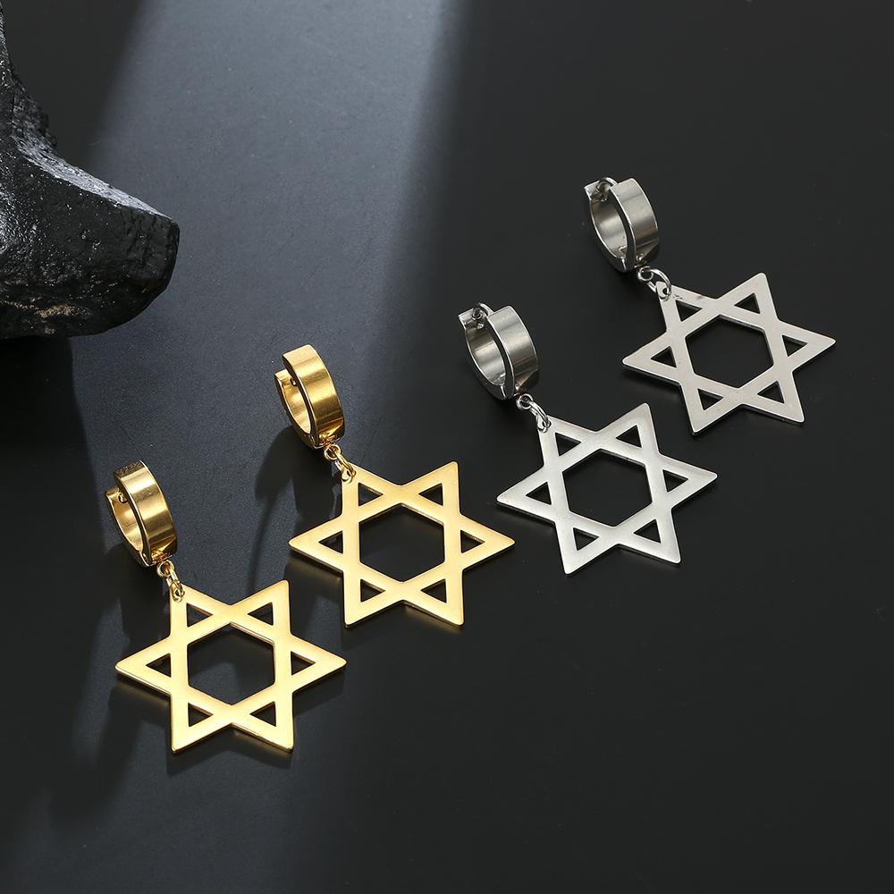 Dawapara Серьги Звезда Давида Подвесные Серьги-Кольца для Женщин Je Jewelry Подарок на Хануку Нержавеющая Сталь
