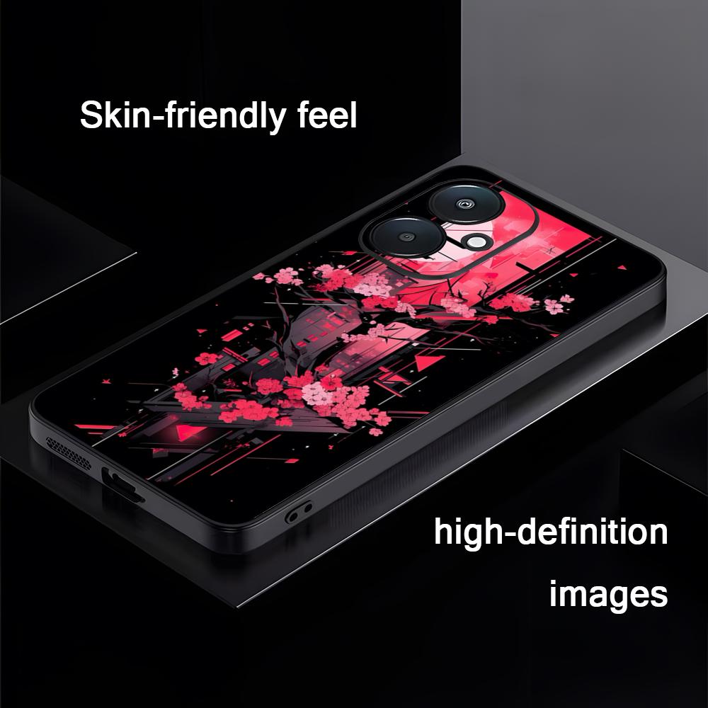Картина с цветами вишни Художественный чехол для телефона Для Xiaomi Redmi 14C 13C 12C Note14 13 12 11 10 Pro Plus S Мягкая черная крышка для телефона