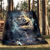 1pc Tiger Crystal Fantasy Throw Blanket Polyester Fiber, Lightweight Flannel, Soft & Warm, All Season Use for Outdoor, Camping Digital Print