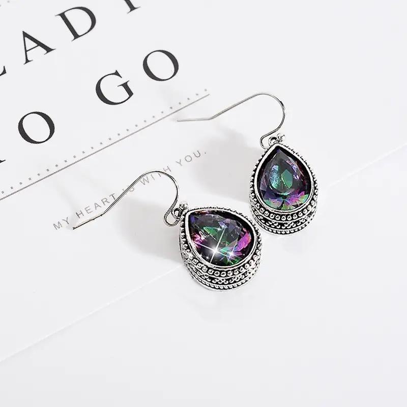 Серьги-подвески Huitan Waterdrop с разноцветным кубическим цирконием, винтажные аксессуары для женщин на вечеринку, уникальный подарок, элегантные женские украшения