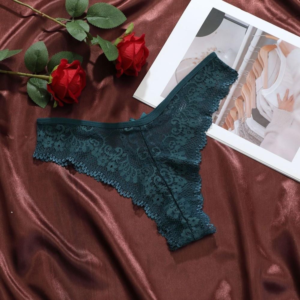 Traceless Lace Thong Panties Low Waist Floral Underpants Women Lace Flower Briefs Intimate Apparel