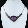 Ожерелье из пурпурита, обернутое медной проволокой, ожерелье ручной работы из натуральных драгоценных камней, регулируемое ожерелье из медной проволоки, подарок для нее