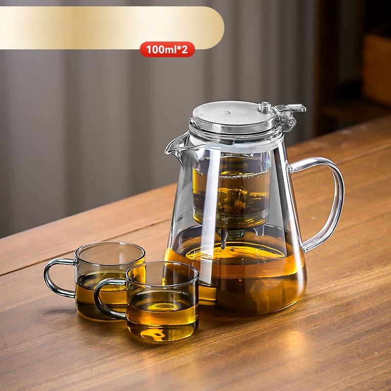 Glass Tea Pot Chinese High Temperature Tea Separation Brew Teapot High Borosilicate Pure Color Simple Teapot Tea Cup
