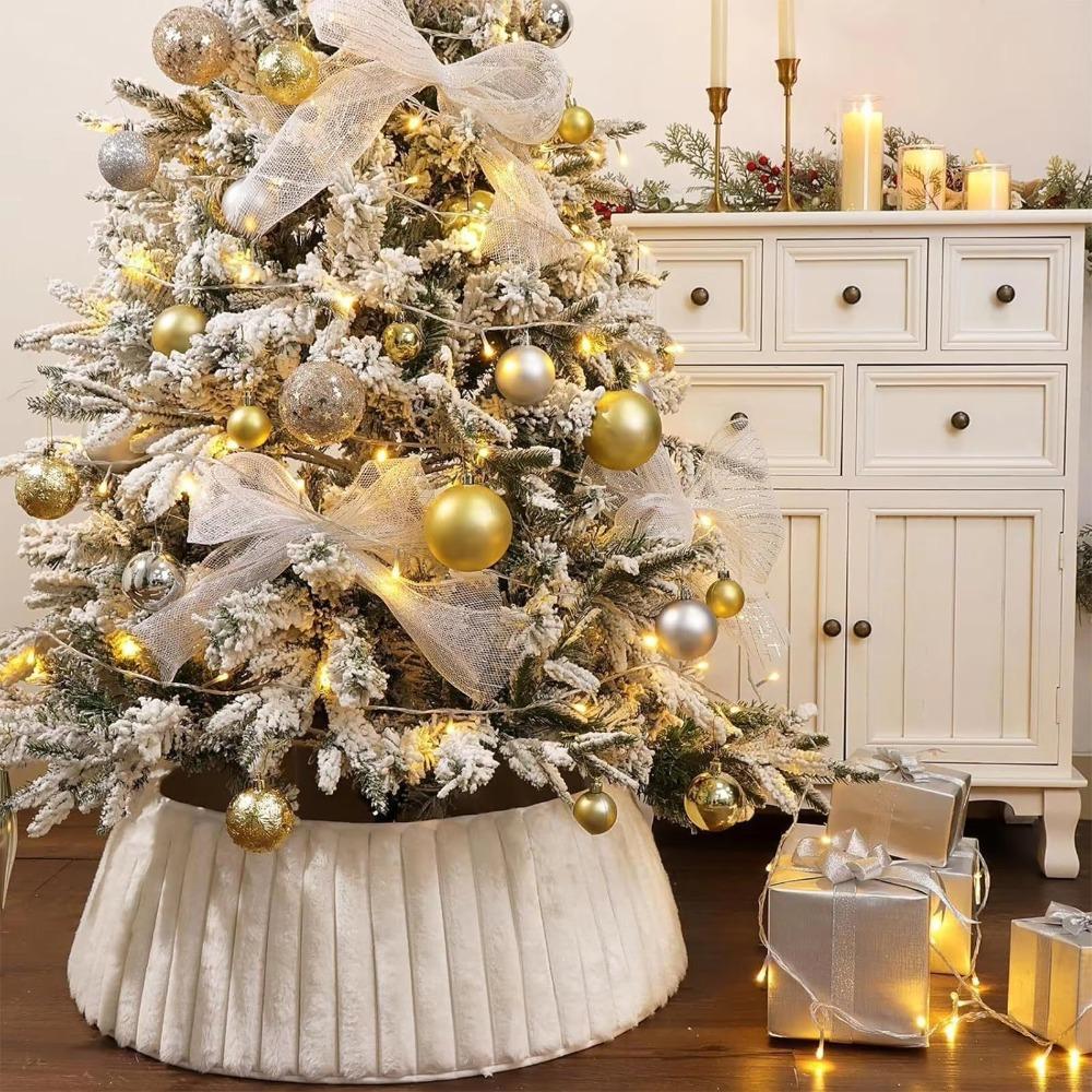 Plush Christmas Tree Collar Rustic Style Tree Base Cover Simple Christmas Tree Decoration  New Year