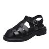 Soft Leather Casual Sandals Summer Woven Soft Bottom Closed Toe Platform Retro Flat Roman Style Sandals Women
