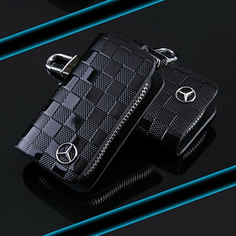 New 2025 Leather Car Key Case Full Cover Shell Zipper Bag For Mercedes Benz AMG A B C E GL S GLA GLK CLS Class W204 W205 W212 W4