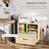 Multi-purpose Office Furniture in Wood, Chest of Drawers with Wheels Printer Holder with 5 Wheels, Drawer and Adjustable Shelf, 77x40x73cm, Wood