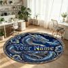 Wild Animals (149) Theme Round Crystal Velvet Rug Custom Name Text Personalized Floor Mat Home Decor Non Slip Crystal Carpet
