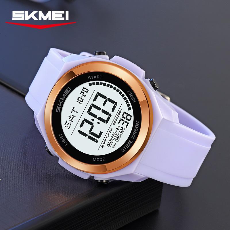 SKMEI 2455 Waterproof Sport Electronic Watch for Men LED Display Digital Mens Wristwatch PU Strap Shockproof Clock Reloj Hombre