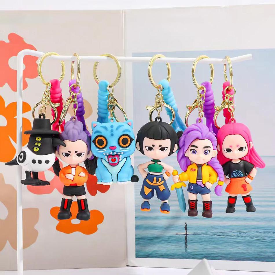 New Kpop Demon Hunters Little Tiger Keychain Pendant Cartoon Anime Monster Hunt Girls Key Ring Bag Hanging Decoration Gifts