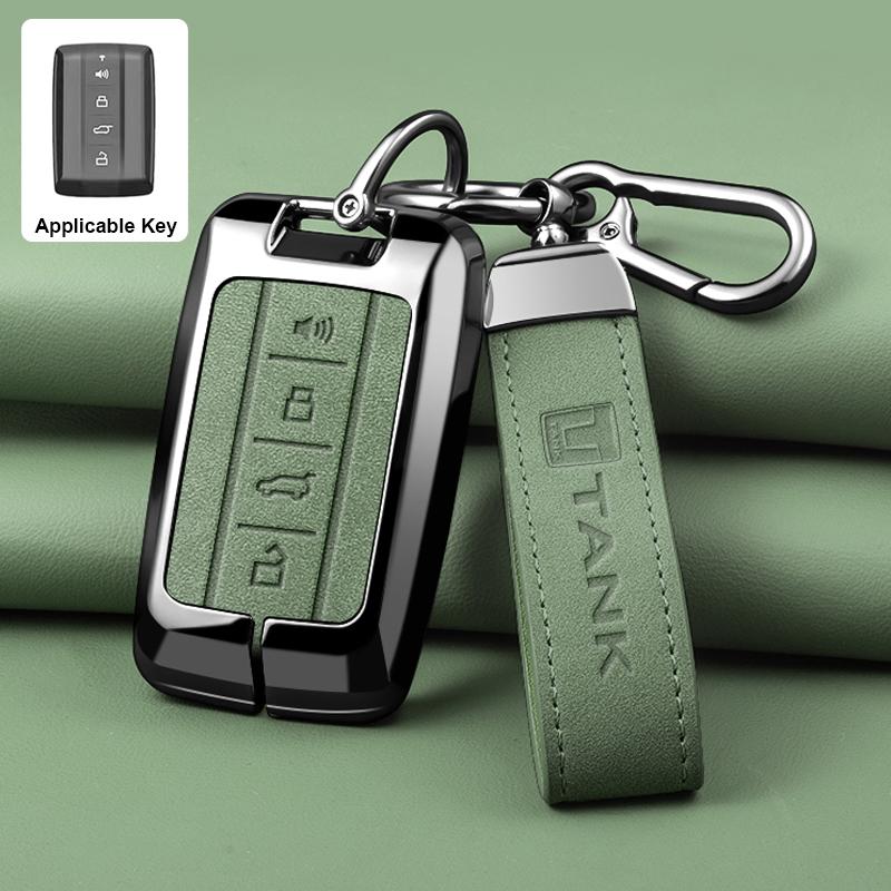 Zinc Alloy leather Car Key Case Cover Shell Fob for GWM Tank 300 500 Protective Remote Key Bag Keychain Car Interior Accessories