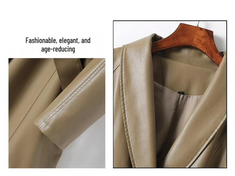 Женское пальто из овчины: Элегантная, со шнуровкой, подчеркивающая талию, длинная юбка в стиле из кожи, Коллекция 2025