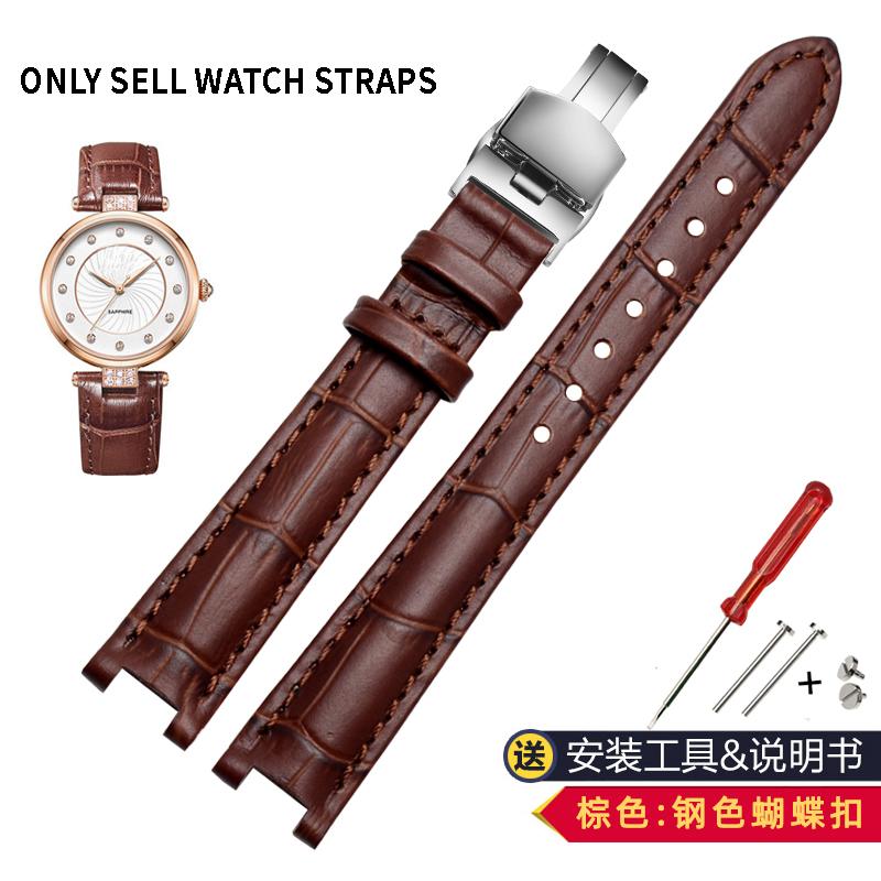 For Rossini 516752 616764 517784 5758G Notch Watch Chain Cowhide Leather Watchband Red Bracelet Men Women 14mm 16mm 18mm Strap