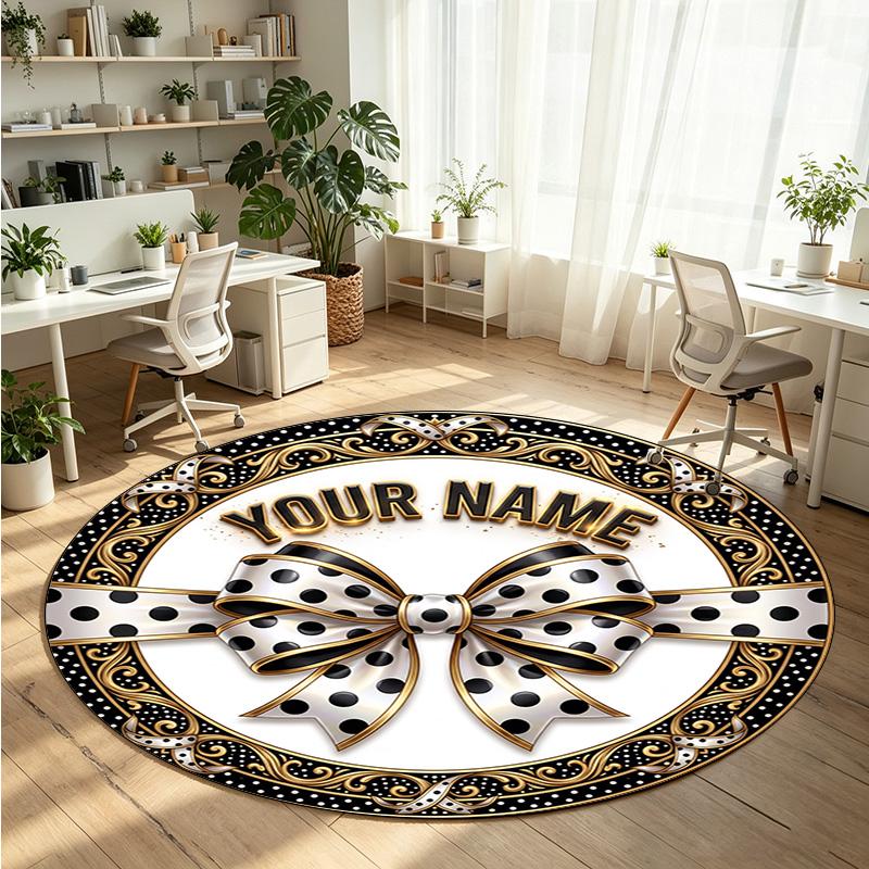 Mandala Ornament (180) Theme Round Crystal Velvet Rug Custom Name Text Personalized Floor Mat Home Decor Non Slip Crystal Carpet