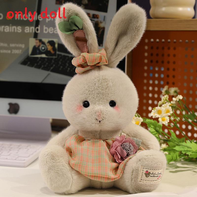 Plaid Cute Dress Cartoon Rabbit Plush Toy For Children Gift And Decoration Room