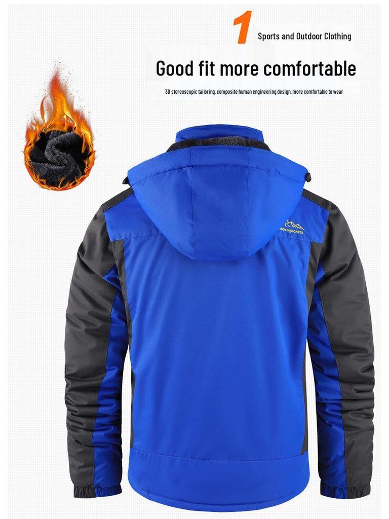 Мужская водонепроницаемая ветрозащитная утепленная куртка с подкладкой из искусственного меха для улицы - Теплый хлопковый стеганый пальто для осени и зимы