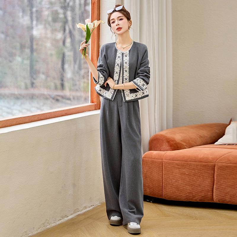 2025 Spring Casual Chic Two-Piece Set: Age-Defying Cardigan & Wide-Leg Pants