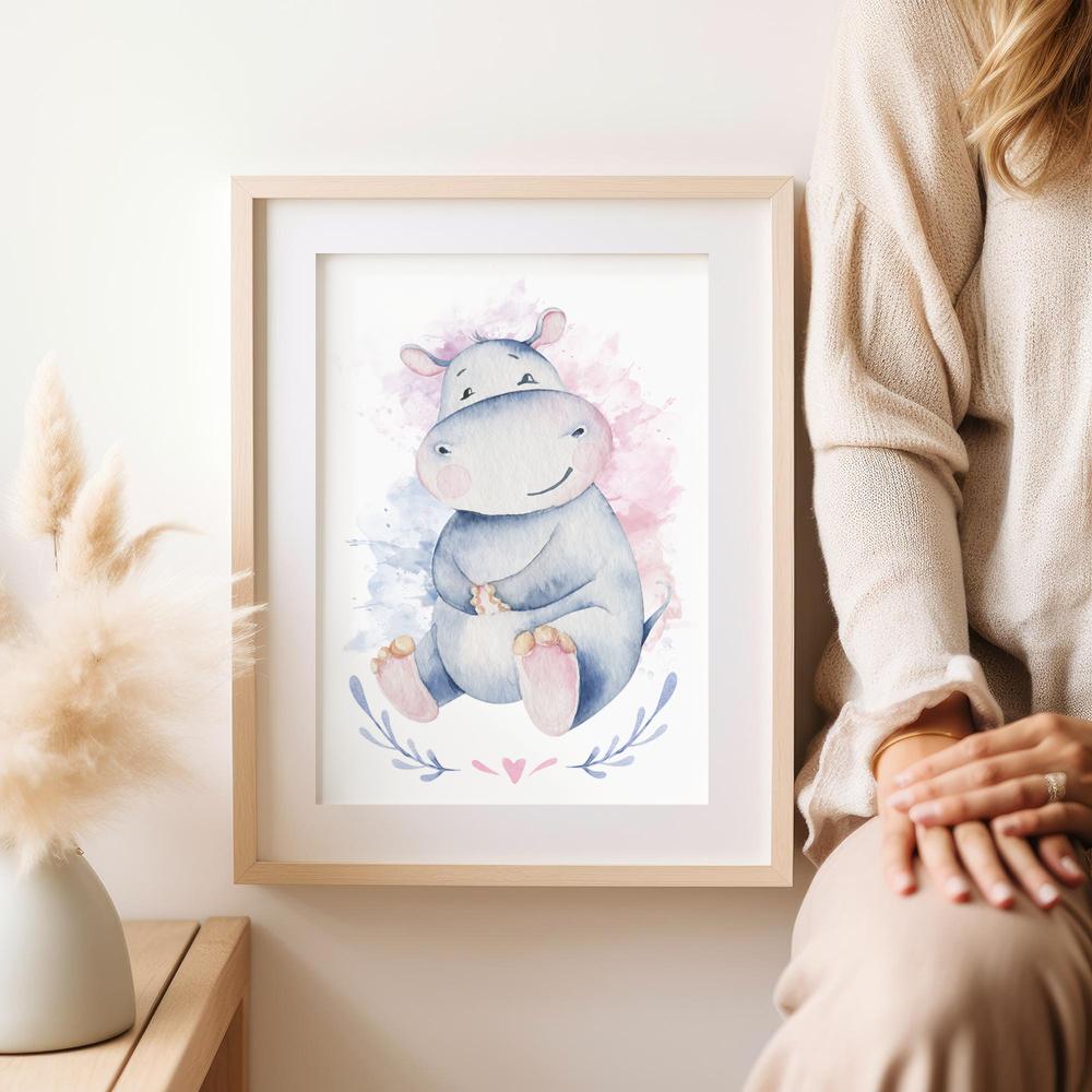 Poster for a Child's Room Hippopotamus Cute Animals