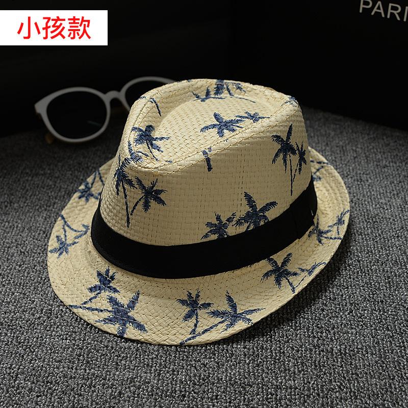 Модель «родитель-ребенок», шляпа Beach Wind Travel Coconut Tree Printed Papyrus Jazz Hat, шляпа-панама Seaside Sun для мужчин и женщин