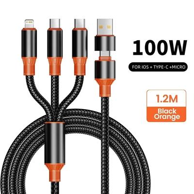 3 в 1 USB Type C кабель шнур для Samsung Xiaomi Huawei USB C кабель для iPhone 16 15 14 13 Pro телефон зарядное устройство USB кабель для передачи данных