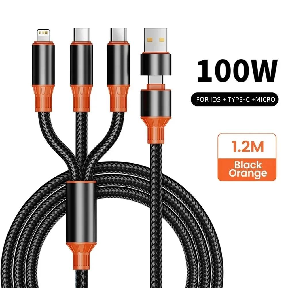 3 In 1 USB Type C Cable Cord For Samsung Xiaomi Huawei USB C Cable For iPhone 16 15 14 13 Pro Phone Charger USB Data Cable